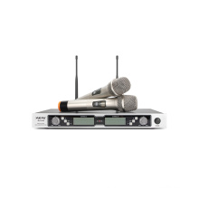 2 канала Профессиональный UHF микрофон с двумя ручными микрофонами или двумя передатчиками
